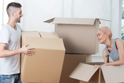 Packed boxes and furniture ready for transport by Ilford removals specialists