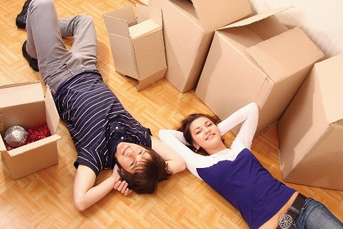 Packed boxes loaded into a removal van for an Ilford move